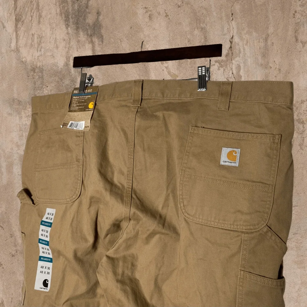 Light Tan Carhartt Carpenter Pants Baggy Fit White Logo NWT 48x30